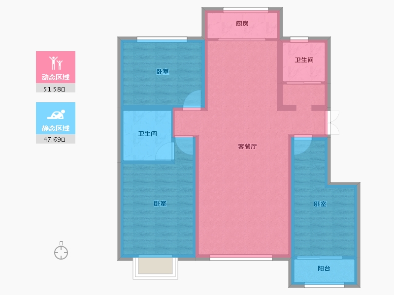 宁夏回族自治区-中卫市-煜基宁安古镇-88.50-户型库-动静分区