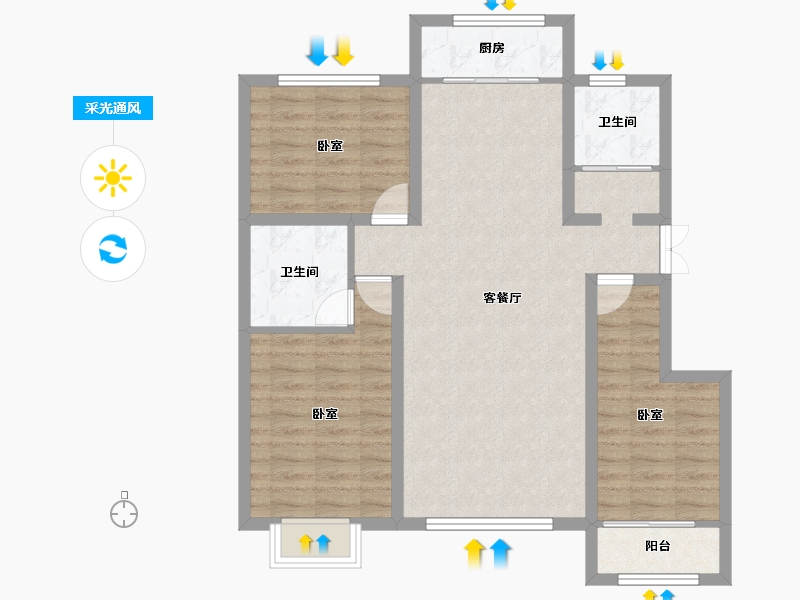 宁夏回族自治区-中卫市-煜基宁安古镇-88.50-户型库-采光通风