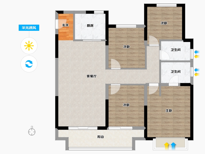 江苏省-苏州市-太湖朗峯-107.00-户型库-采光通风