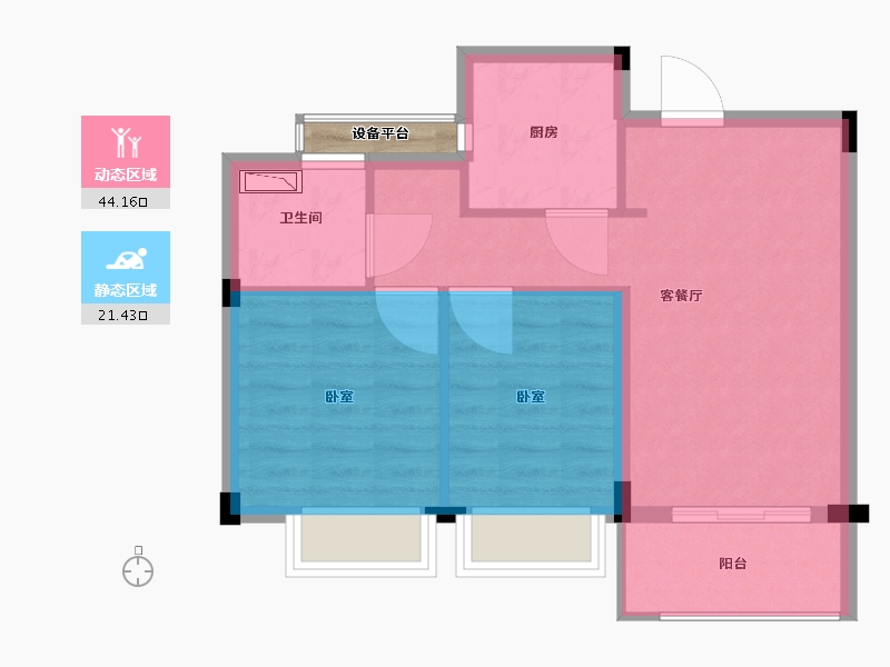 浙江省-宁波市-奥园·悦东湾-60.00-户型库-动静分区