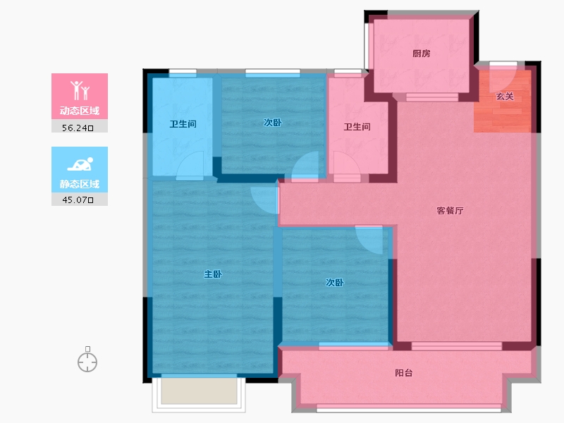 江苏省-苏州市-太湖朗峯-90.61-户型库-动静分区