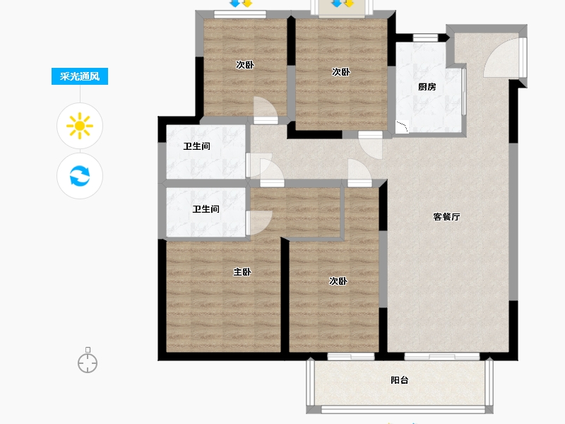 江苏省-盐城市-中梁首府壹号·源著-102.00-户型库-采光通风