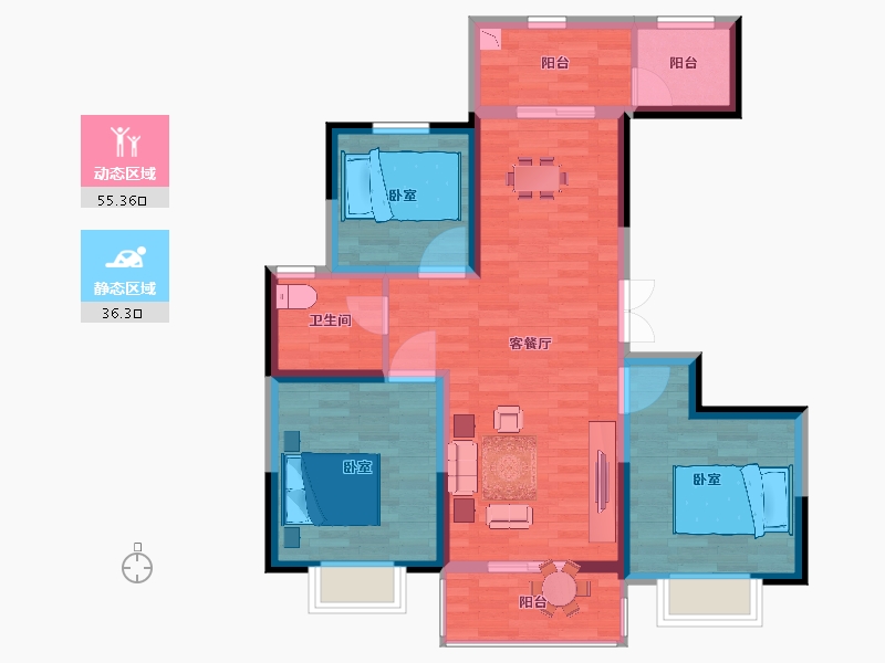 陕西省-西安市-西安凤鸣华府-81.51-户型库-动静分区