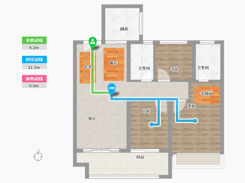 江苏省-宿迁市-书香尚庭-84.00-户型库-动静线