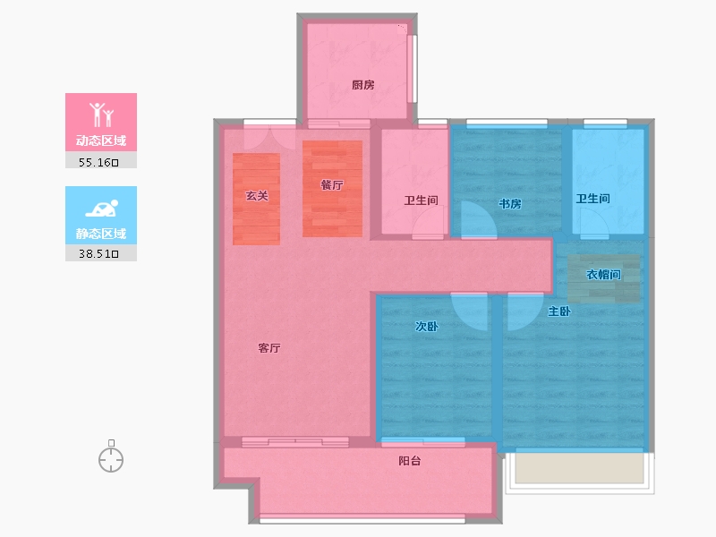 江苏省-宿迁市-书香尚庭-84.00-户型库-动静分区