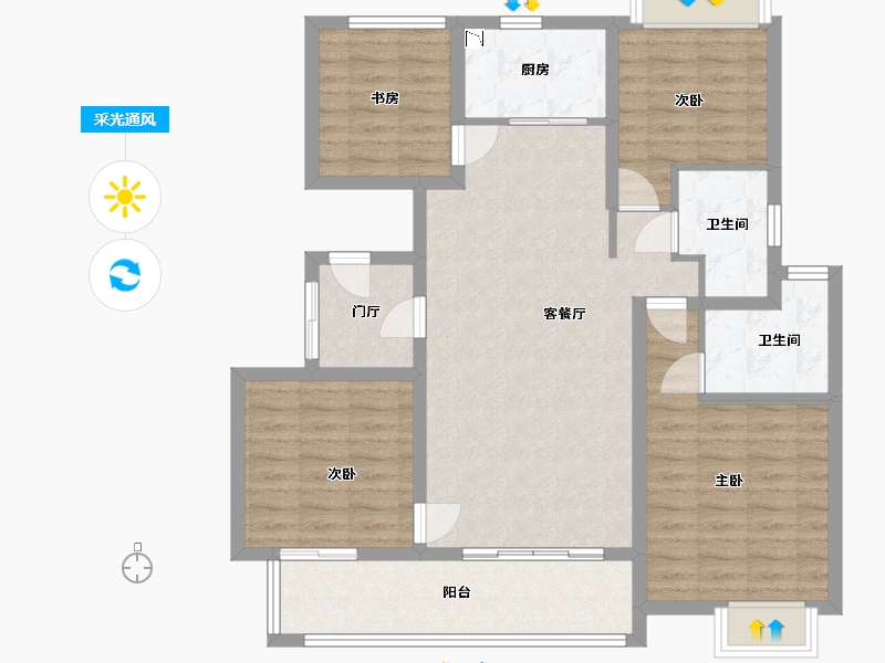 江苏省-盐城市-红星爱琴海（住宅）-102.00-户型库-采光通风