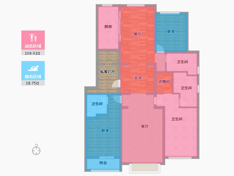 新疆维吾尔自治区-乌鲁木齐市-绿城·百合公寓三期-140.29-户型库-动静分区