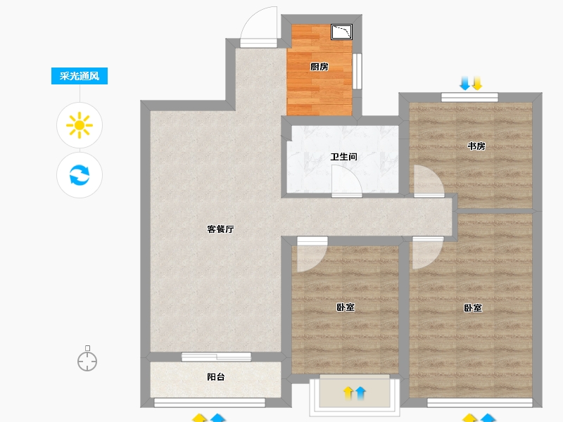 浙江省-杭州市-名城博园-71.19-户型库-采光通风