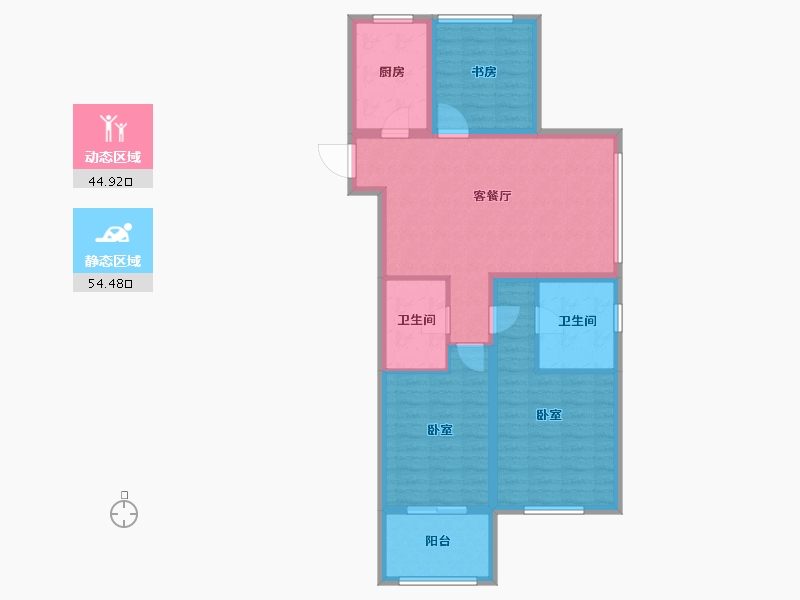 浙江省-杭州市-名城博园-88.74-户型库-动静分区