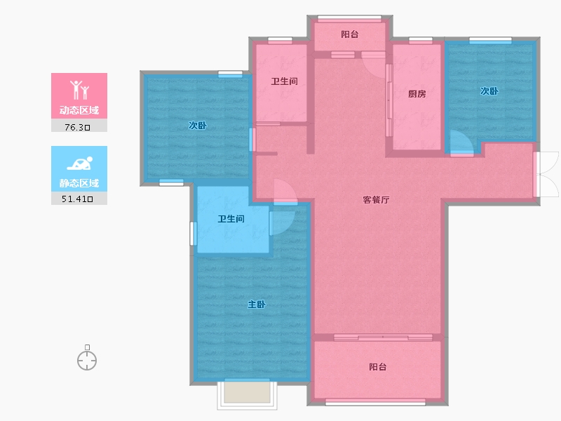 江苏省-淮安市-东湖怡景苑-114.60-户型库-动静分区