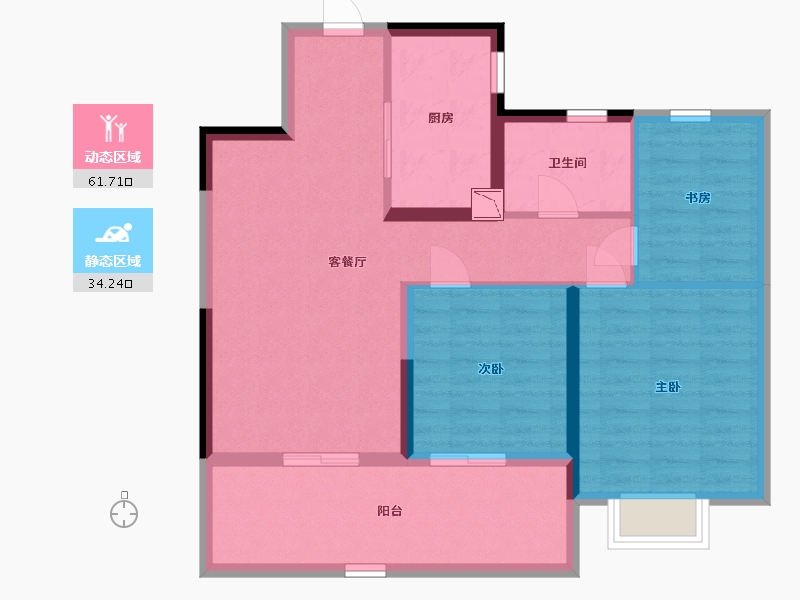 江苏省-南通市-银洲·蝶湖中心悦府-86.00-户型库-动静分区