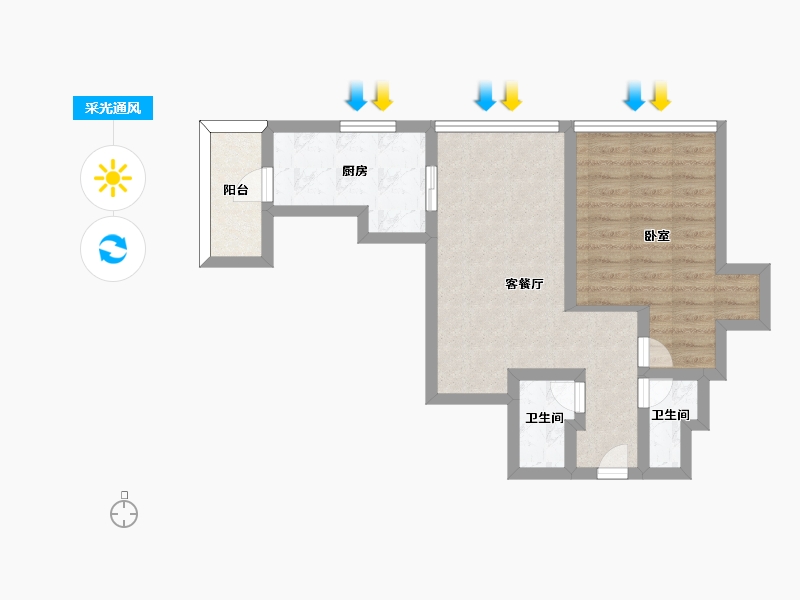 陕西省-西安市-九树-55.30-户型库-采光通风