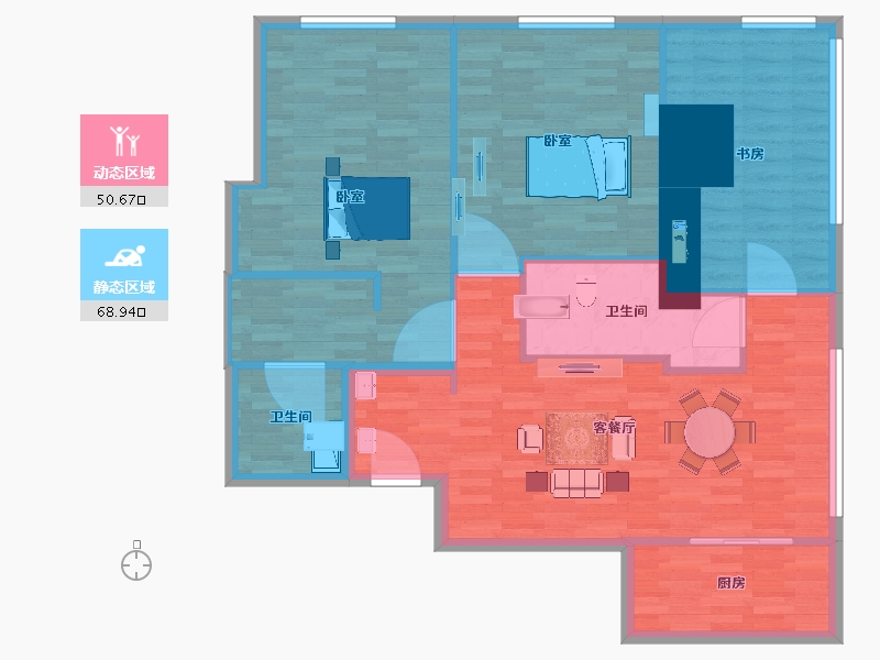 陕西省-西安市-九树-105.74-户型库-动静分区