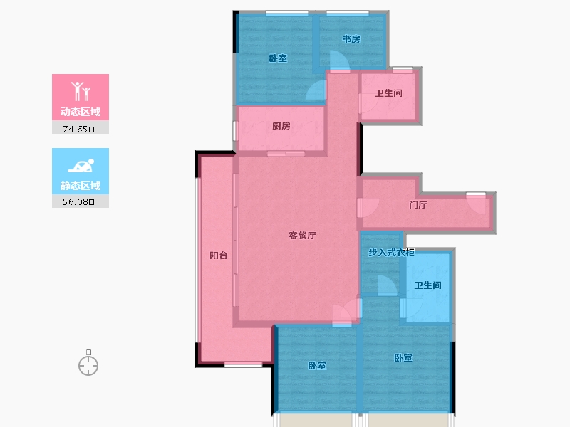 浙江省-杭州市-融创玖樟台-116.74-户型库-动静分区