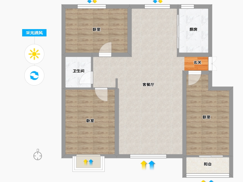 宁夏回族自治区-中卫市-煜基宁安古镇-83.83-户型库-采光通风