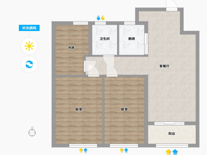 浙江省-湖州市-长兴·清水湾-80.48-户型库-采光通风