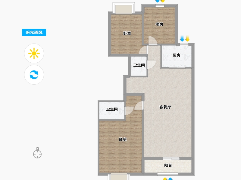 宁夏回族自治区-银川市-花样年华南区-97.35-户型库-采光通风