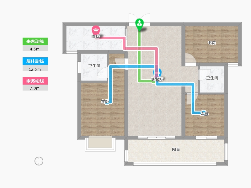 陕西省-安康市-城建锦绣星城-88.72-户型库-动静线