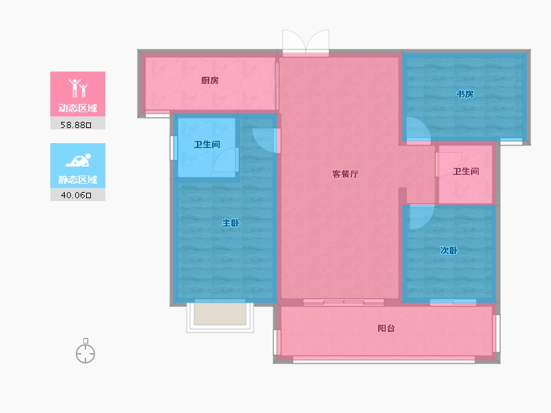 陕西省-安康市-城建锦绣星城-88.72-户型库-动静分区