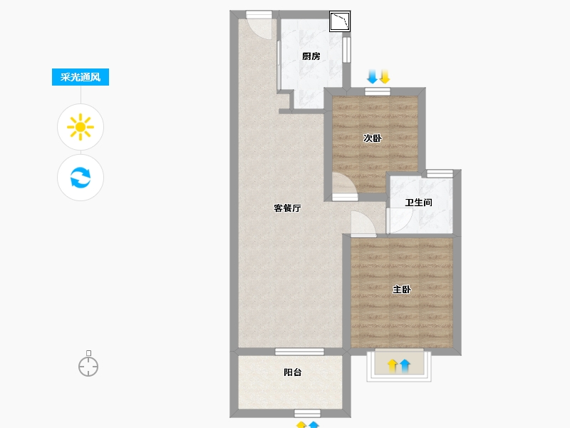 江苏省-南通市-阳光城西欧·文澜府-64.00-户型库-采光通风