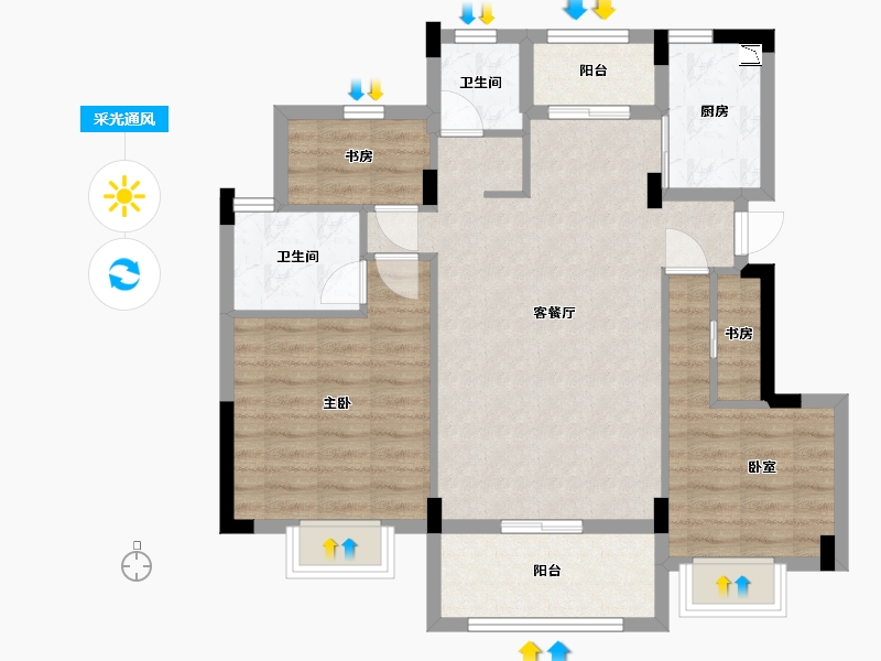 浙江省-宁波市-中房未来盛园-84.27-户型库-采光通风