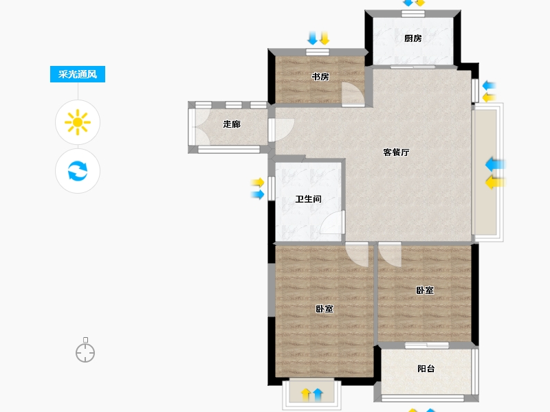 浙江省-宁波市-中房未来盛园-78.35-户型库-采光通风