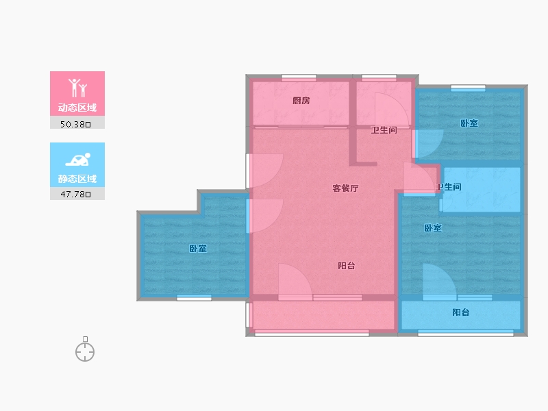 辽宁省-盘锦市-欢乐颂-87.00-户型库-动静分区