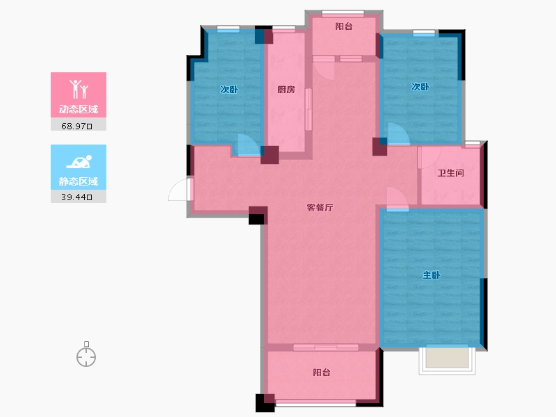 江苏省-淮安市-东湖怡景苑-96.01-户型库-动静分区