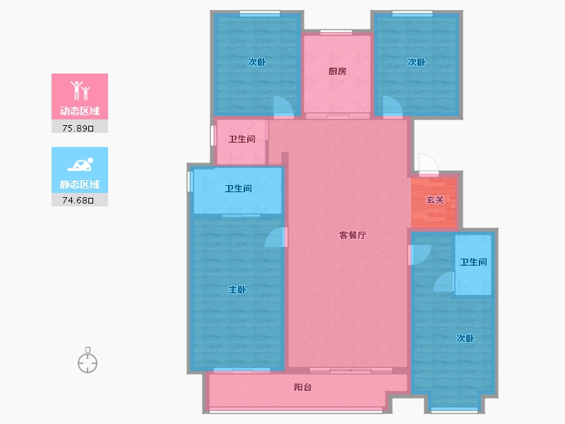 甘肃省-天水市-天水·盛达公馆-136.52-户型库-动静分区