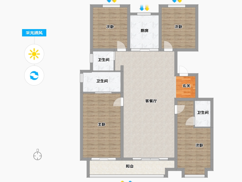 甘肃省-天水市-天水·盛达公馆-136.52-户型库-采光通风