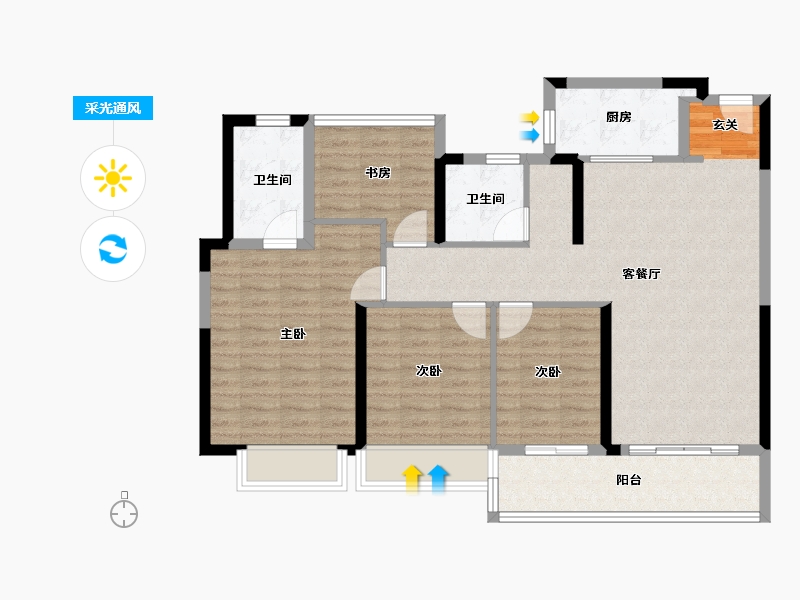 江苏省-苏州市-阳光城·檀苑-102.99-户型库-采光通风