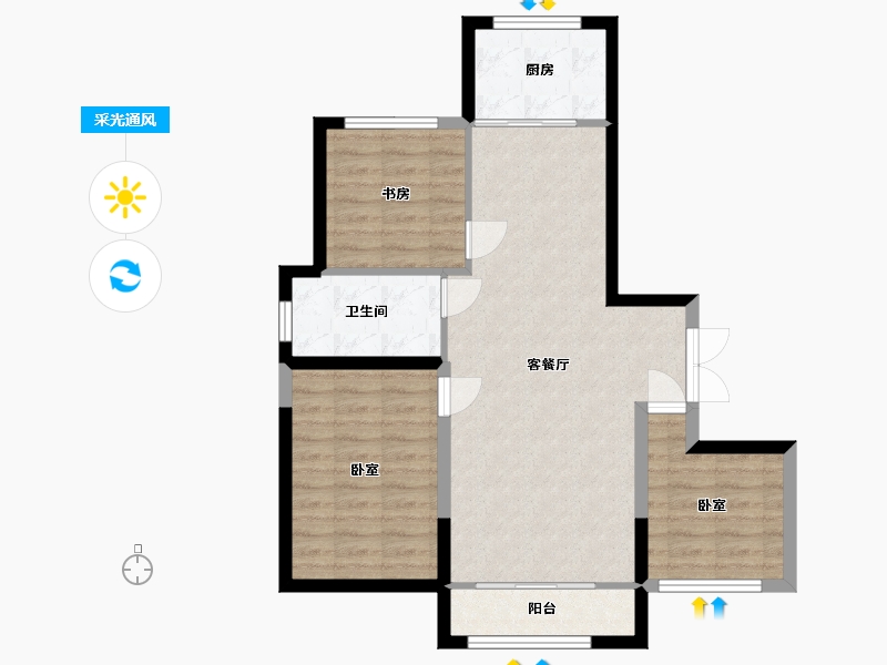 宁夏回族自治区-银川市-北塔书院-76.59-户型库-采光通风