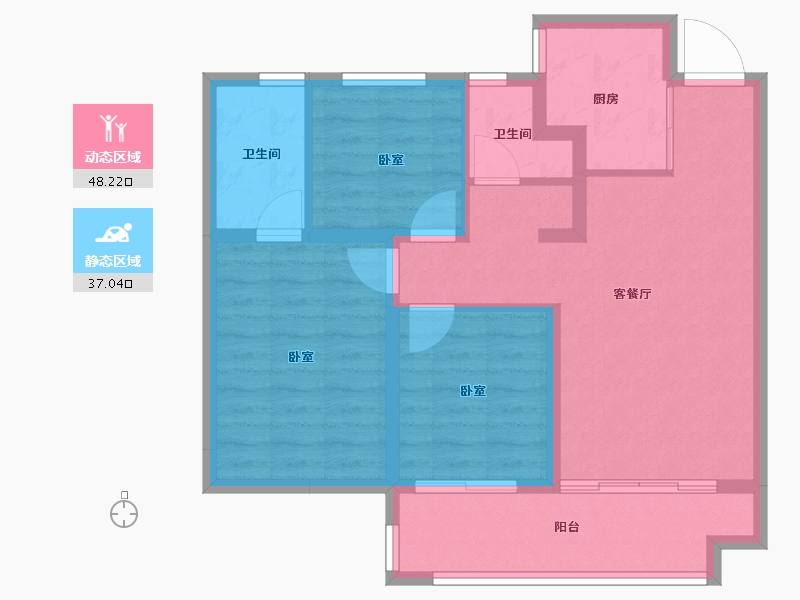 江苏省-南京市-荣盛花语馨城-76.00-户型库-动静分区