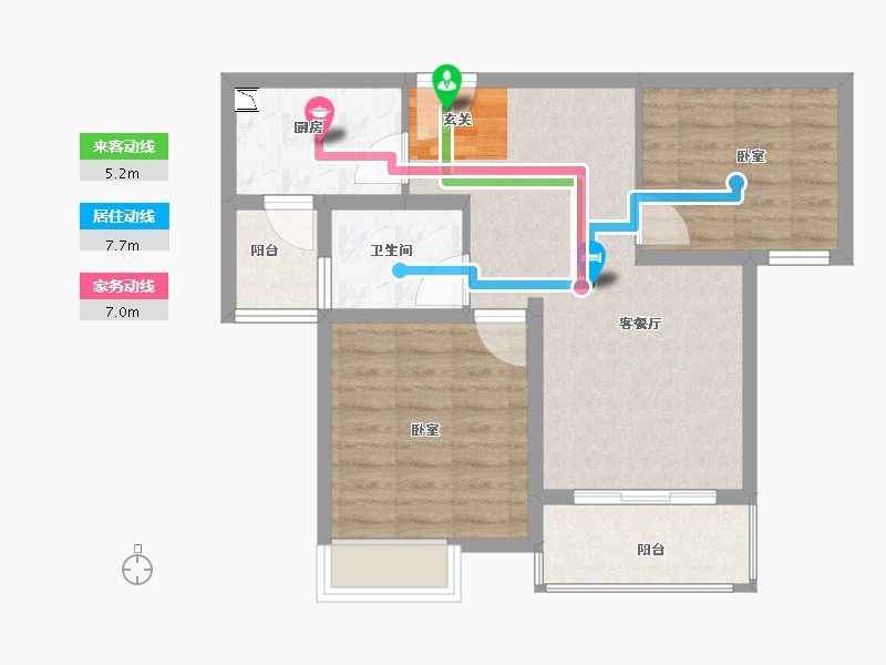 江苏省-苏州市-非凡环秀湖花园-64.00-户型库-动静线