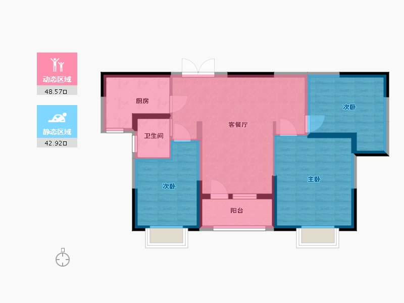 江苏省-淮安市-清城创意谷-81.70-户型库-动静分区