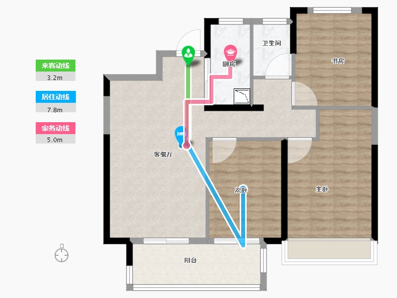 江苏省-徐州市-世茂云泽苑-89.58-户型库-动静线