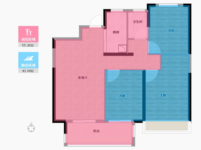 江苏省-徐州市-世茂云泽苑-89.58-户型库-动静分区