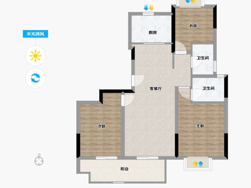 江苏省-南通市-春晓熙岸-96.00-户型库-采光通风