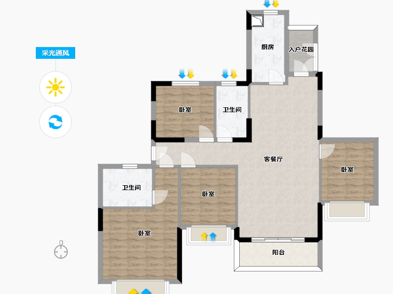 浙江省-杭州市-恒大御泉四季-110.18-户型库-采光通风