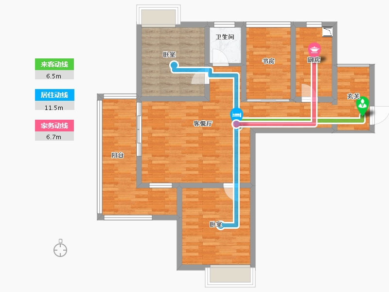 江苏省-苏州市-非凡环秀湖花园-85.91-户型库-动静线