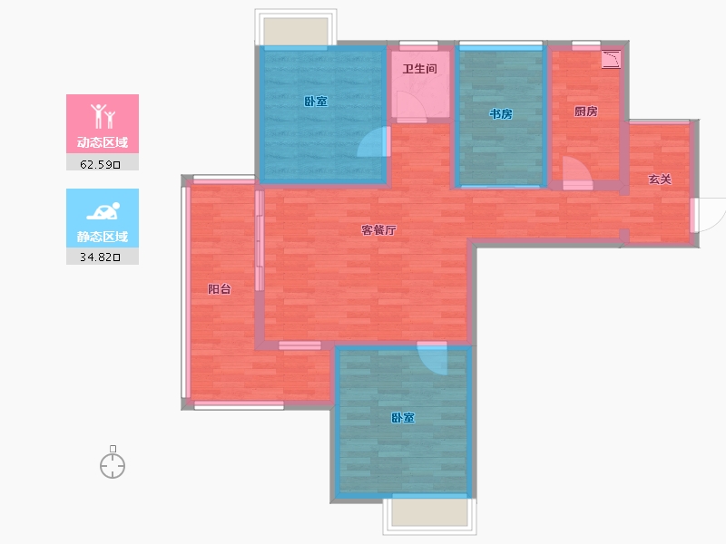 江苏省-苏州市-非凡环秀湖花园-85.91-户型库-动静分区