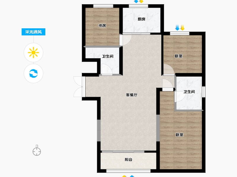 宁夏回族自治区-银川市-北塔书院-82.32-户型库-采光通风