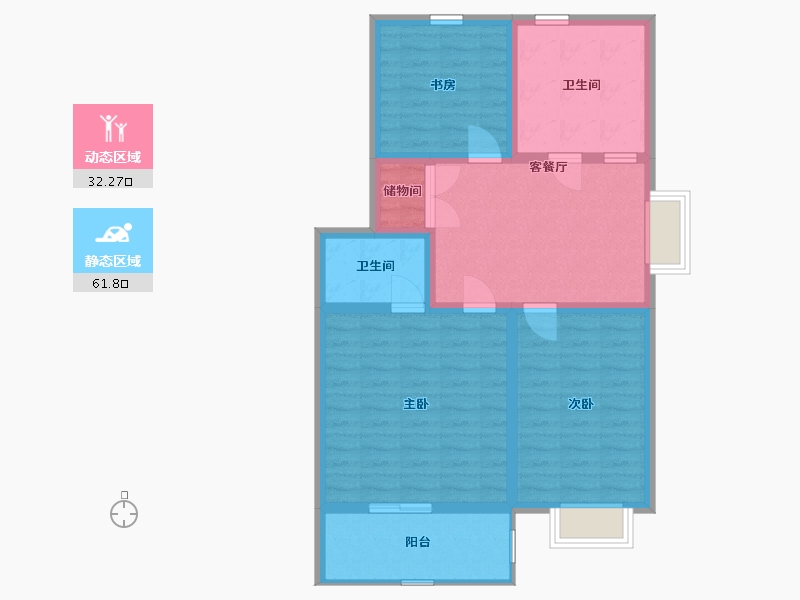 江苏省-南通市-金海湾半岛花园-83.74-户型库-动静分区