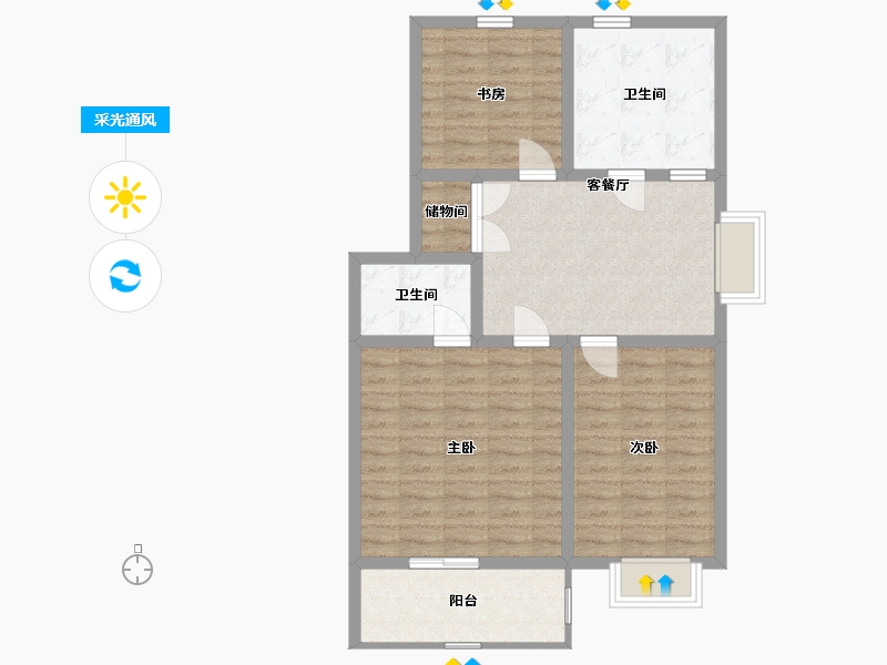 江苏省-南通市-金海湾半岛花园-83.74-户型库-采光通风