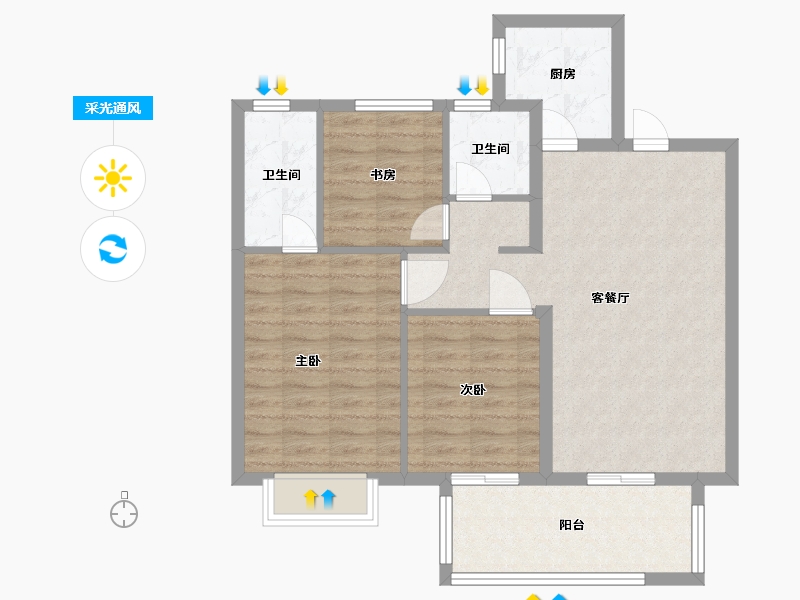 江苏省-盐城市-红星爱琴海（住宅）-82.44-户型库-采光通风