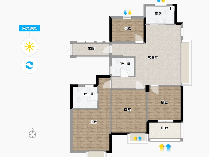 浙江省-宁波市-中房未来盛园-109.00-户型库-采光通风