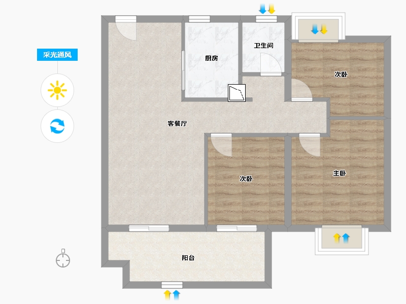 江苏省-南通市-阳光城西欧·文澜府-78.00-户型库-采光通风