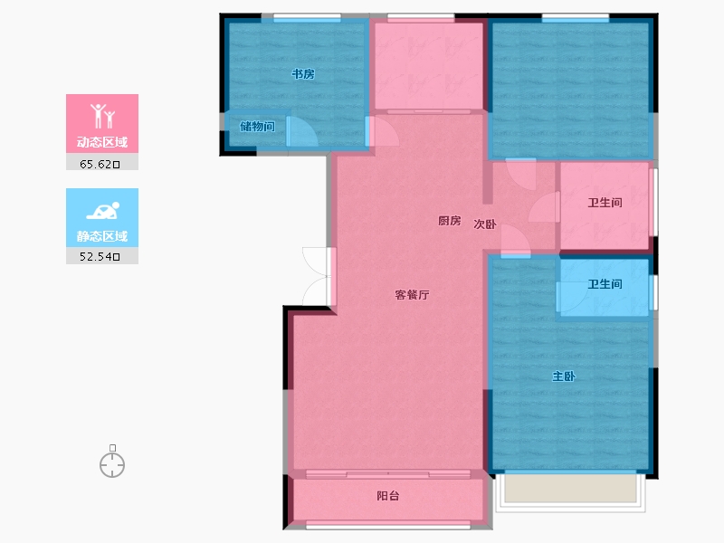 甘肃省-天水市-宏飞·翰林名苑-107.12-户型库-动静分区