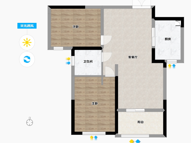 青海省-西宁市-安泰悦水湾-76.01-户型库-采光通风