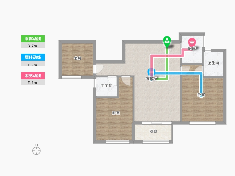 浙江省-温州市-万郡陶山府-74.00-户型库-动静线